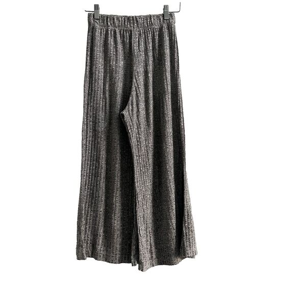 Grey Ribbed Lounge Pants Made In Italy Quiet Luxury Wide Leg Cropped Small - Picture 1 of 5